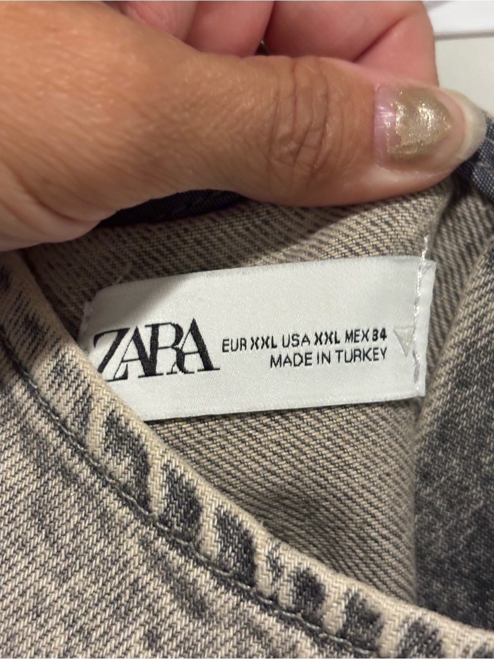 Zara Denim Washed Top Slightly Cropped XXL - Picture 3 of 5